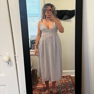 Gingham Checkered Midi Dress